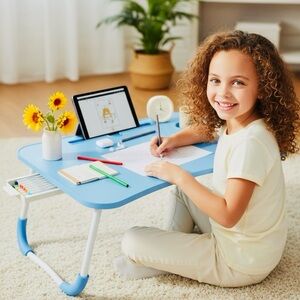 LAPTOP/DESKTOP: Large BLUE & Portable w/Cup Holder & Drawer, NIB